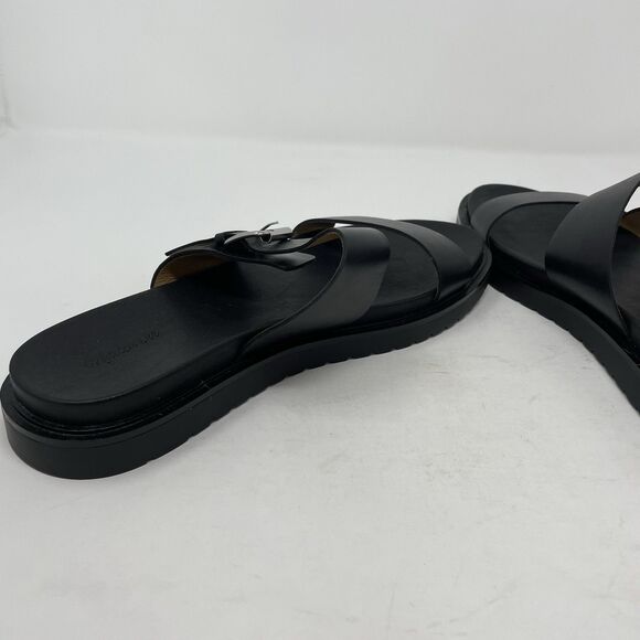 MADEWELL The Dee Slide Sandals Women 10 Black Leather NEW Double Strap NP292 - Picture 6 of 12
